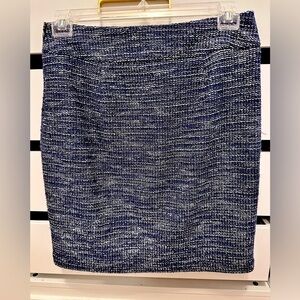 Banana Republic Blue And White Tweed Pencil Skirt Italian Fabric Size 8
